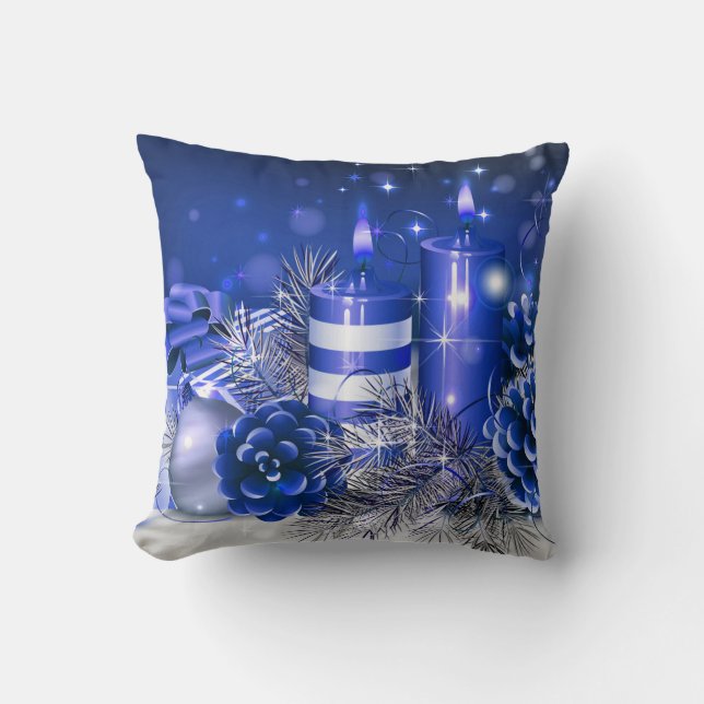 Coussin Carreau de Noël/bougies et cônes de pin (Recto)
