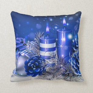 Coussin Carreau de Noël/bougies et cônes de pin