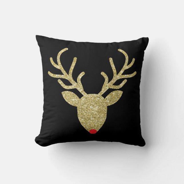 Coussin Carreau de Noël de parties scintillantes d'or de (Recto)