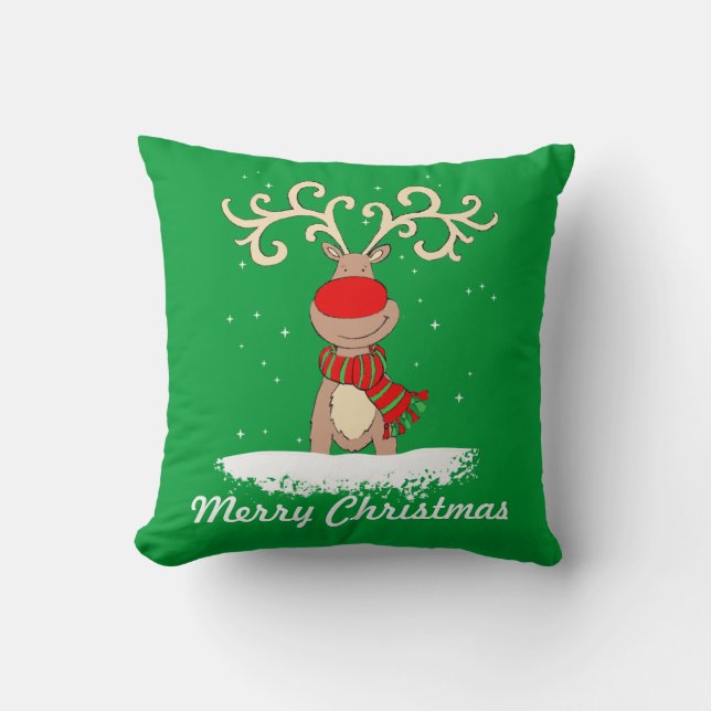 Coussin Carreau de renne de Joyeux Noël (Recto)