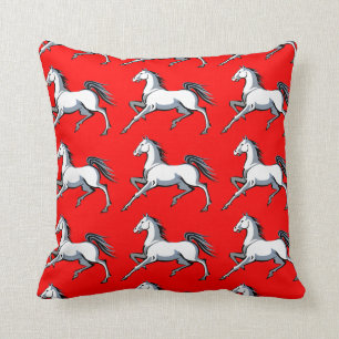 Coussin Carreau de rouge de chevaux blancs