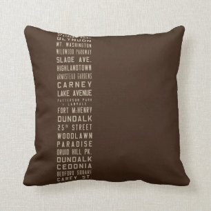 Coussin Carreau de rouleau d'autobus de Baltimore Flxible