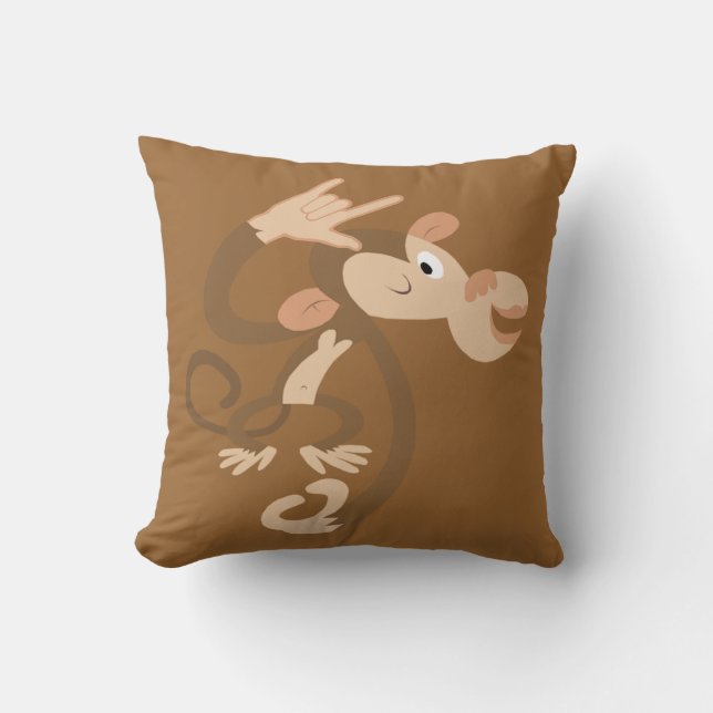 Coussin Carreau de singe d'ASL je t'aime (Recto)
