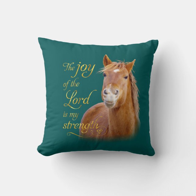 Coussin Carreau de sourire de citation de bible de cheval (Recto)