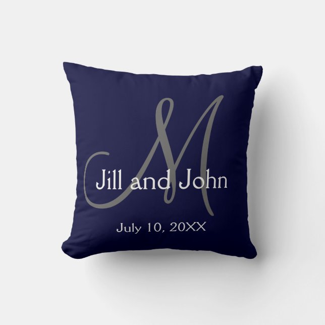 Coussin Carreau de souvenir de mariage de monogramme de (Recto)