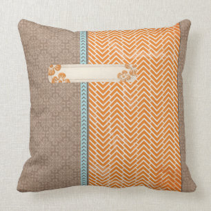 Coussin Carreau de Tan, orange et bleu