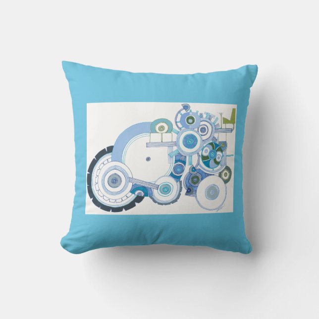 Coussin Carreau de tracteur et de poissons (Recto)