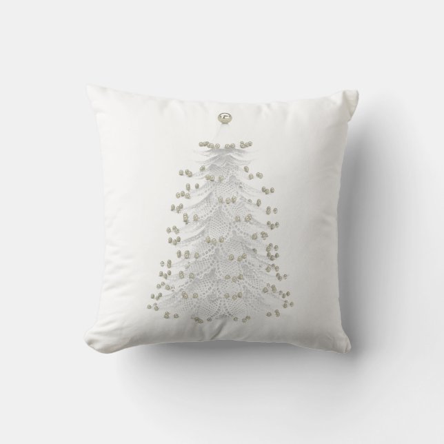 Coussin Carreau de vacances d'arbre de Noël blanc (Recto)