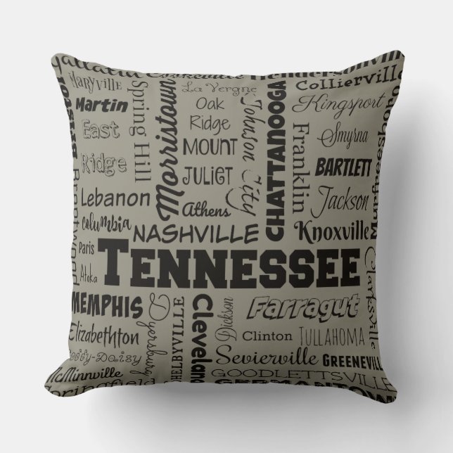 Coussin Carreau de villes du Tennessee dans le gris et le (Recto)