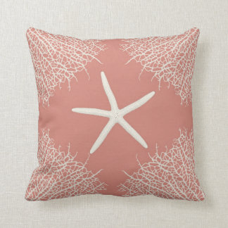Coussin Carreau décoratif avec seastar et de corail