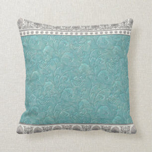 Coussin carreau décoratif bleu turquoise de farine