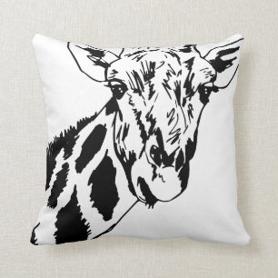 Coussin Carreau décoratif de girafe blanche noire à la