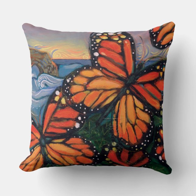 Coussin Carreau décoratif de papillon de monarque (Recto)