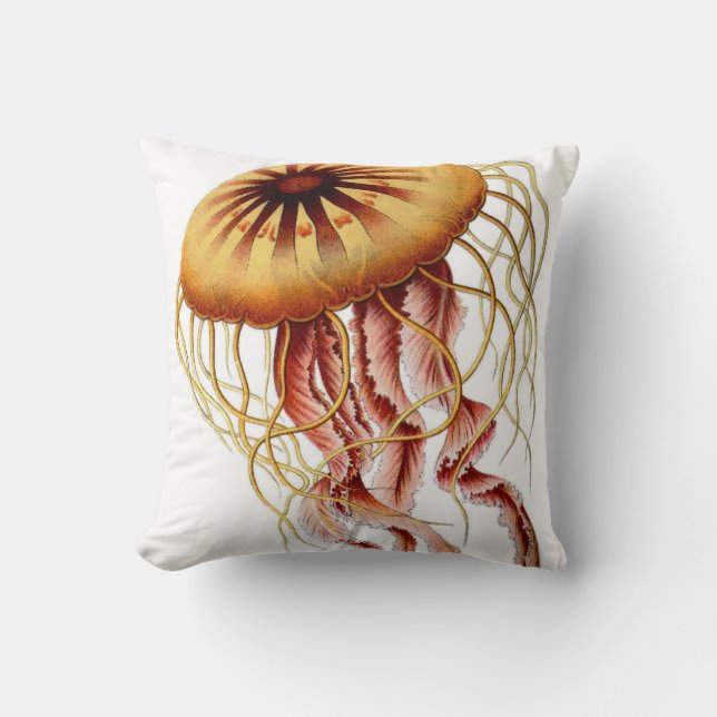 Coussin Carreau décoratif de plage nautique de méduses (Recto)