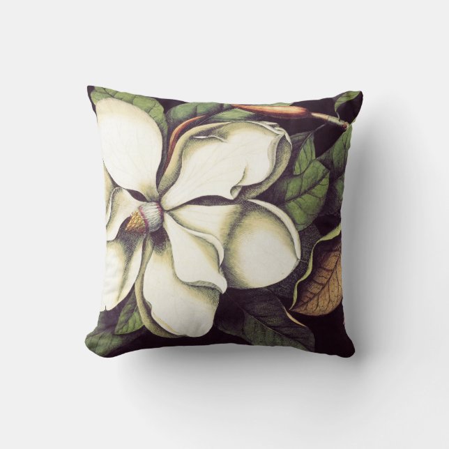 Coussin Carreau décoratif floral de magnolia blanche (Recto)