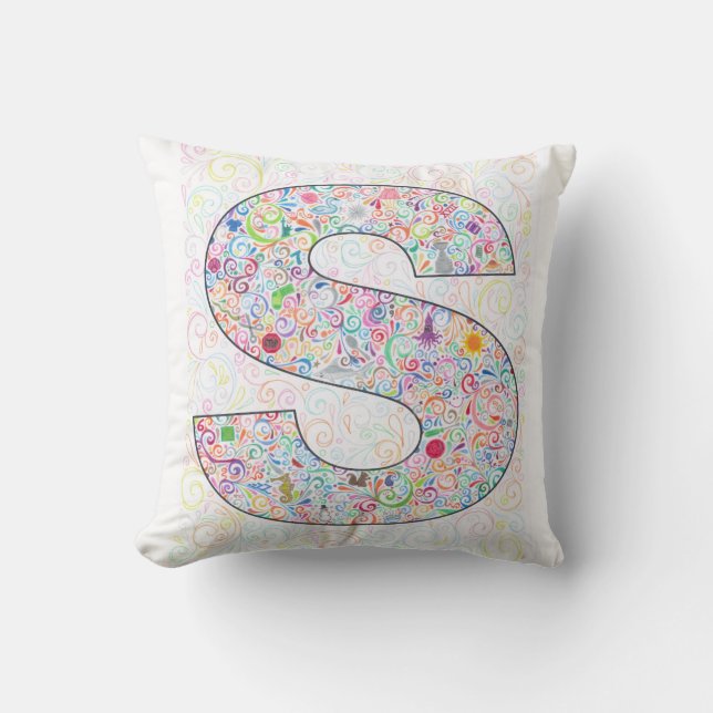 Coussin Carreau décoré d'un monogramme de "S" (Recto)