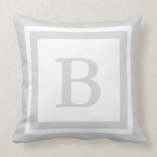 Coussin Carreau décoré d'un monogramme - gris et blanc