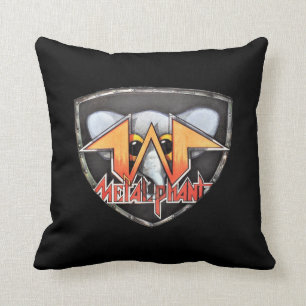 Coussin Carreau d'emblème de Metalphant - noir