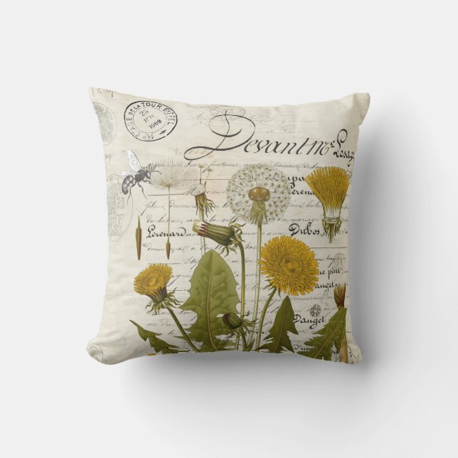 Coussin Carreau d'éphémères de pissenlit (Recto)