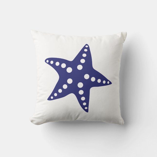 Coussin Carreau d'étoiles de mer de bleu marine, thème (Recto)