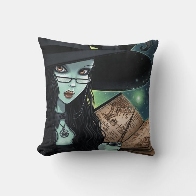 Coussin Carreau d'imaginaire de Halloween de sorcière de (Recto)