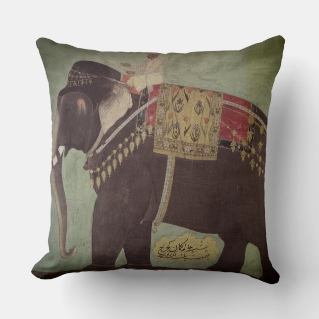 Coussin Carreau d'Indien/de vert éléphant de Mughal (Recto)