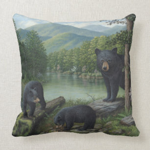 Coussin Carreau d'ours noirs