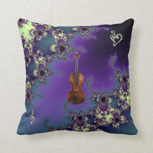 Coussin Carreau élégant de musique de fractale de violon