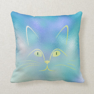 Coussin Carreau en bon état bleu de chat en verre vert de