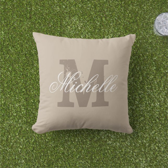 Coussin Carreau extérieur beige de taupe fait sur commande (Herbe)