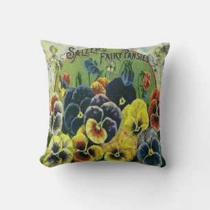 Coussin carreau féerique de pensées de Salzer de 1880's