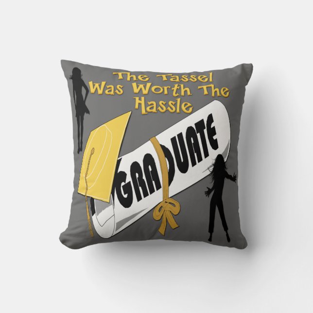 Coussin Carreau (femelle) de casquette de diplômé d'or de (Recto)