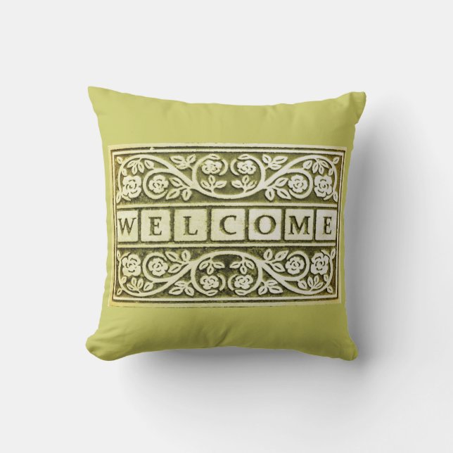 Coussin Carreau floral bienvenu de sauge de rouleau (Recto)
