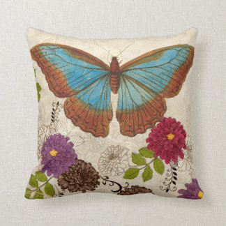Coussin Carreau floral de papillon de fleur de nature
