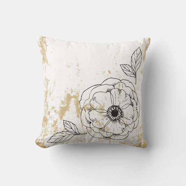 Coussin Carreau floral d'or de tableau rustique (Recto)