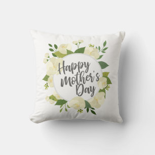 Coussin Carreau floral heureux élégant du jour de mère  