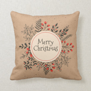 Coussin Carreau floral vintage du Joyeux Noël  