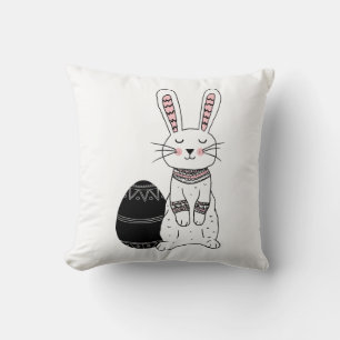 Coussin Carreau folklorique de lapin de Pâques