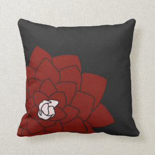 Coussin Carreau foncé de charbon de bois avec la fleur