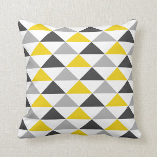 Coussin Carreau géométrique jaune et gris de motif