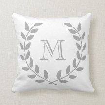 Carreau gris de monogramme de guirlande de laurier