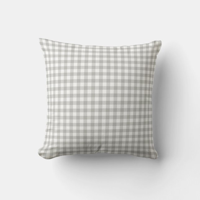 Coussin Carreau gris de motif de guingan de glacier (Recto)