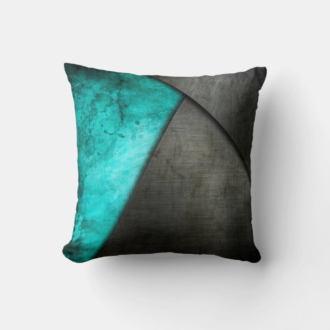 Coussin Carreau grunge d'aquarelle et de plaque de métal | (Recto)