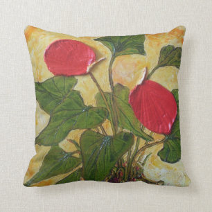 Coussin Carreau hawaïen rouge d'usine de lave (anthure)