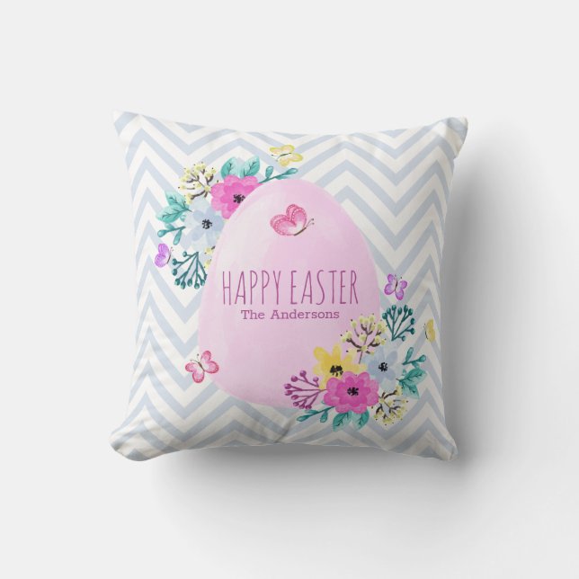 Coussin Carreau heureux personnalisé élégant de Pâques | (Recto)