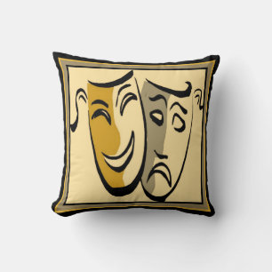 Coussin Carreau heureux/triste de théâtre de masque