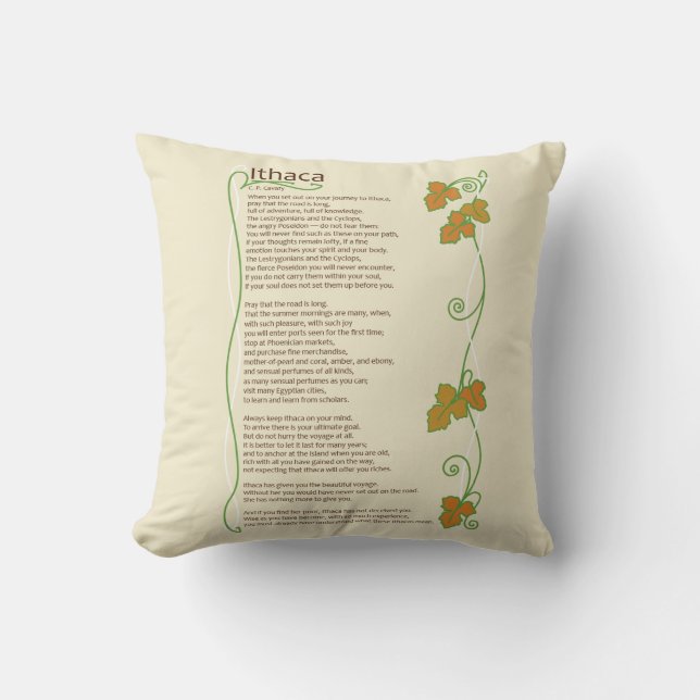 Coussin Carreau inspiré de poème d'Ithaca (Recto)