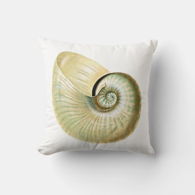 Coussin Carreau iridescent pâle de coquillage de Nautilus (Recto)