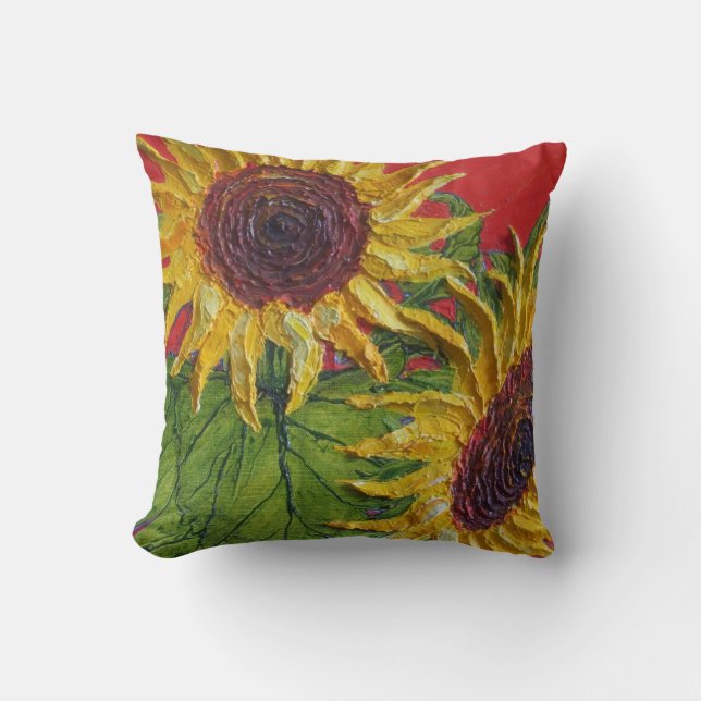 Coussin Carreau jaune de tournesols (Recto)