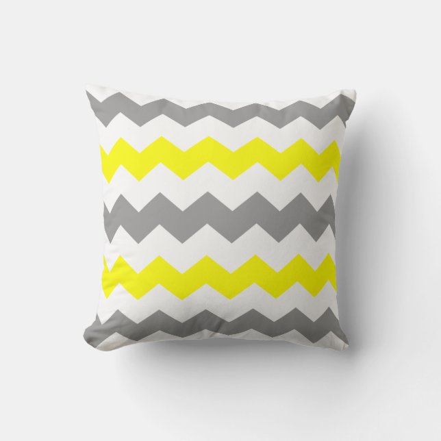 Coussin Carreau jaune et gris de Chevron (Recto)
